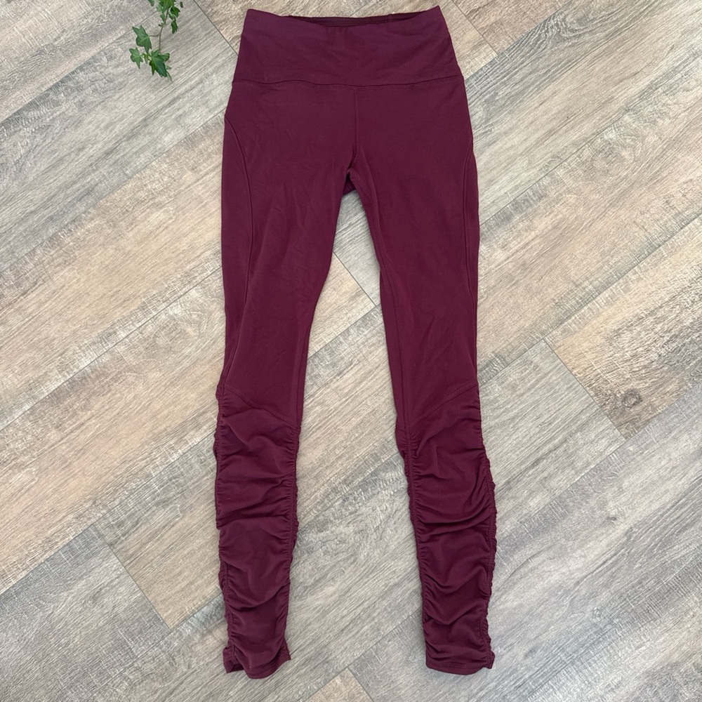 Lululemon Align Leggings in Maroon/Burgundy - Ruched Ankle Detail
